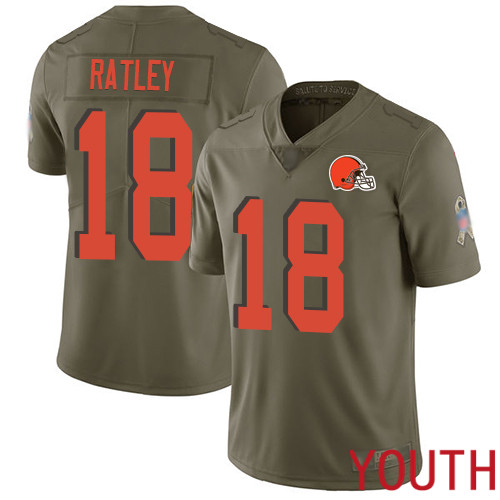 Cleveland Browns Damion Ratley Youth Olive Limited Jersey #18 NFL Football 2017 Salute To Service